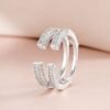 Pure 925 Sterling Silver Lab Created Moissanite Open Ring Enhancers Wrap Wrap for Wedding Ring for Women 14k White Gold Plated - Image 2